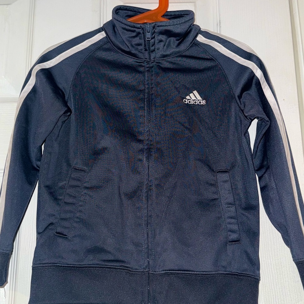 Adidas Navy Track Jacket with White Stripes